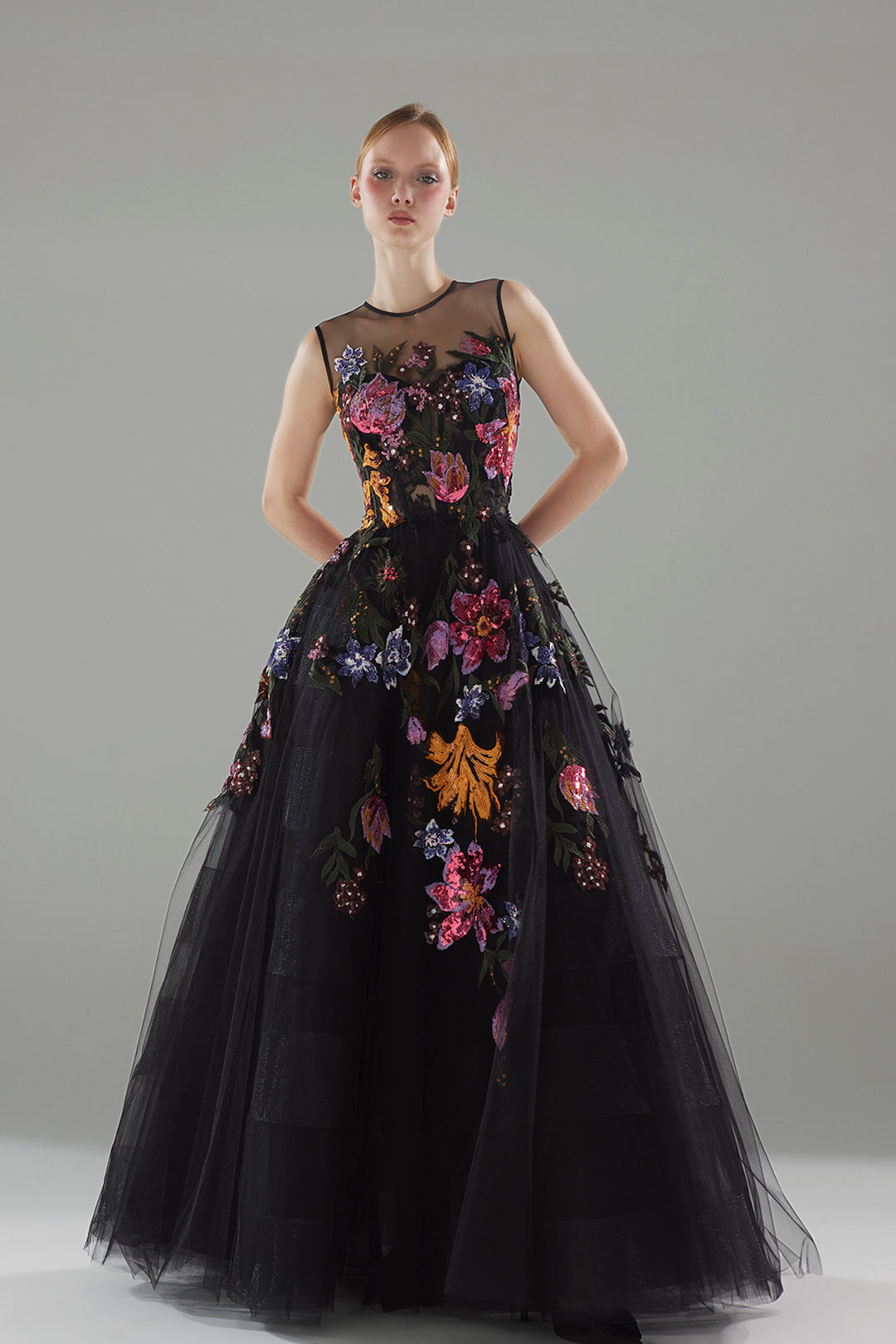 sheer embroidered dress black Jovani Sexy Sheer Long Black Formal Dress 23920 Black / 0