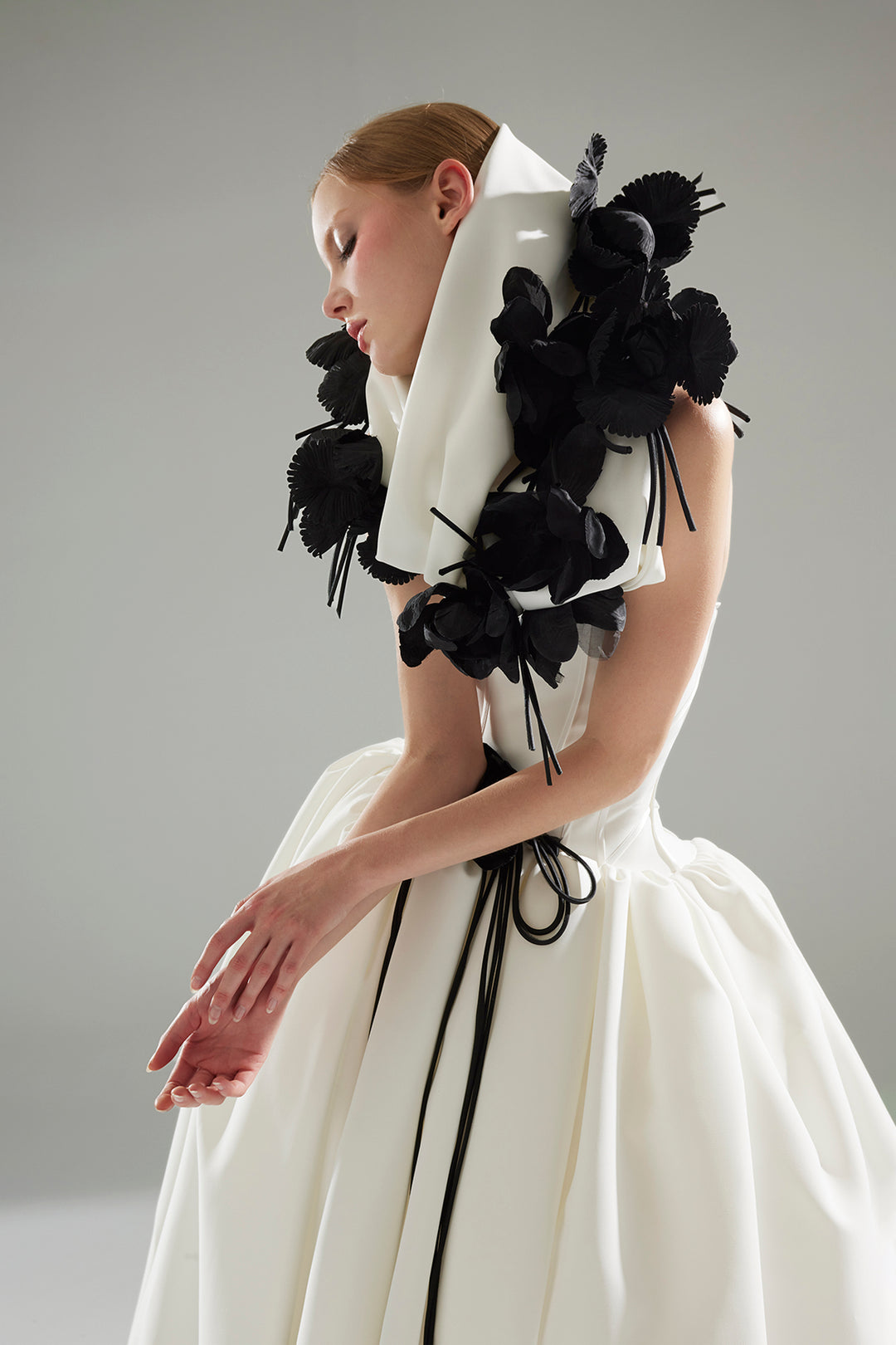 A-Line Midi with Bubble Silhouette and Floral Hood