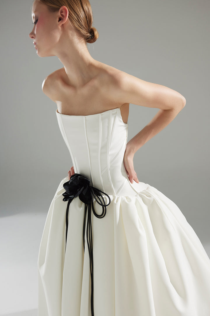 A-Line Midi with Bubble Silhouette and Floral Hood