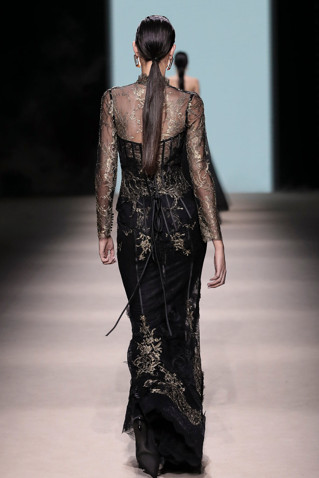 Long Sleeve with High-Neck Embroidered Corset Dress – M.R DESIGN