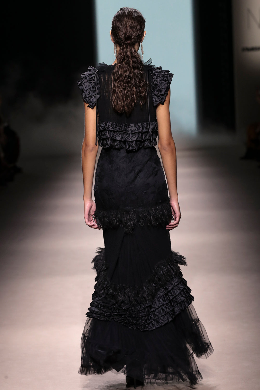 Ruffled Tulle with Mermaid Long Dress