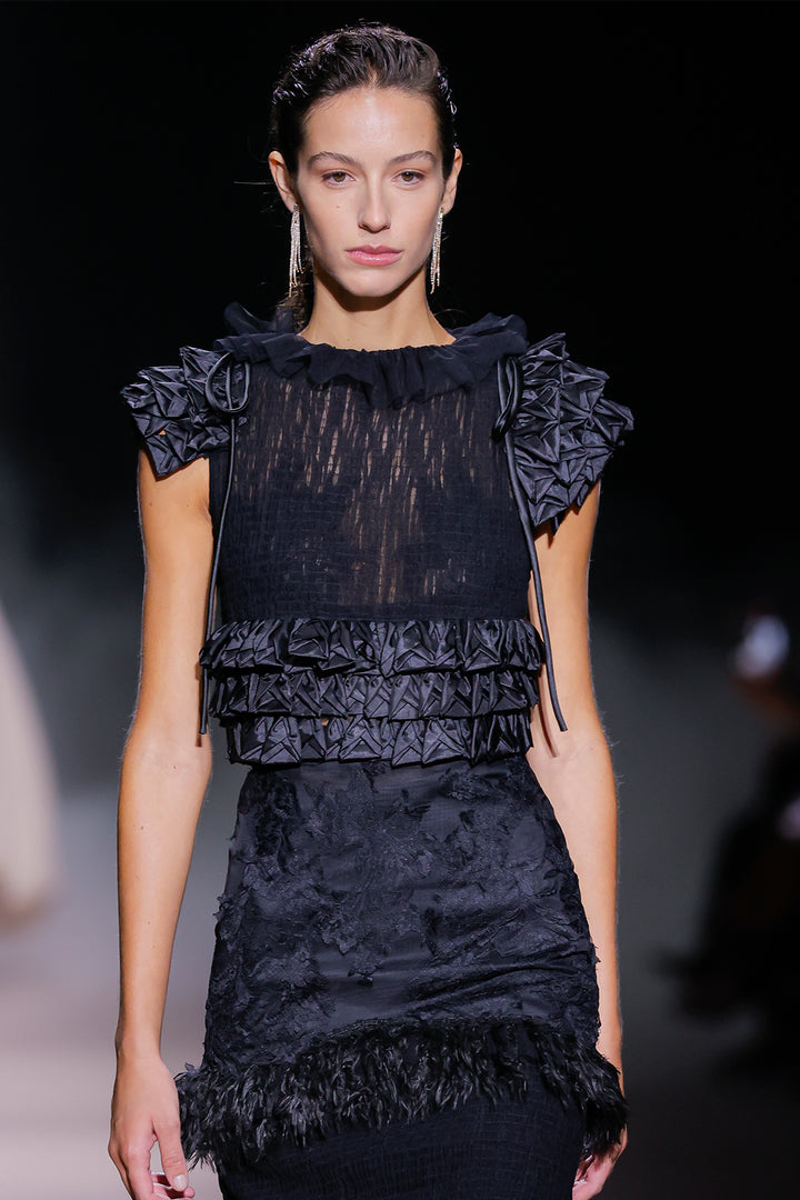 Ruffled Tulle with Mermaid Long Dress