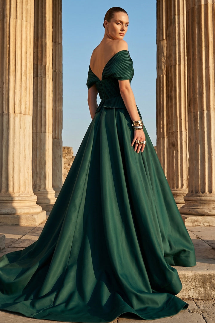 Off-The-Shoulder A-line Floor-Length Dress