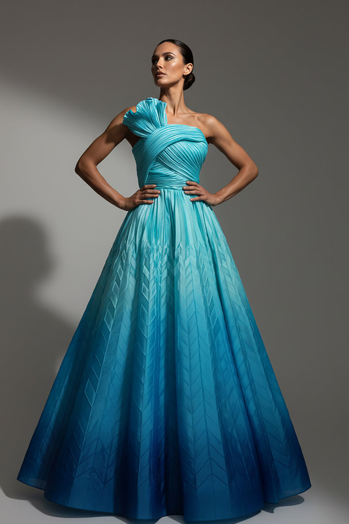 Off-The-Shoulder A-Line Dress with Fitted Bodice
