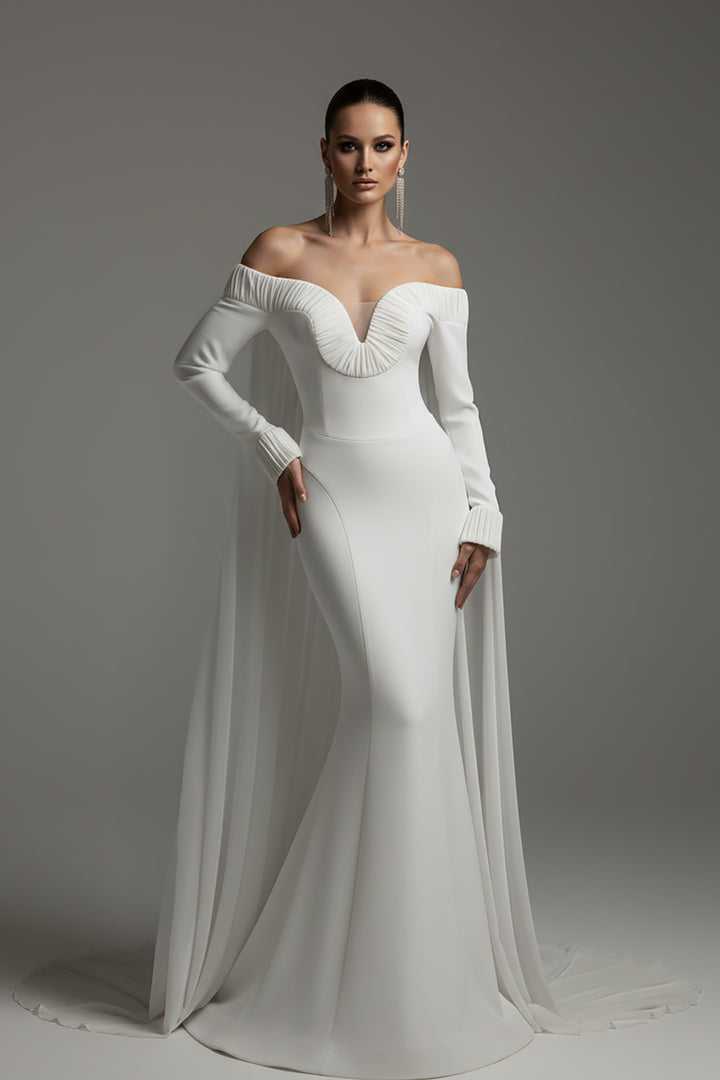 Off-The-Shoulder Mermaid Dress with Draped Bust