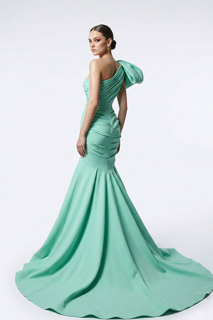 One-Shoulder Mermaid Dress with Oversized Bow