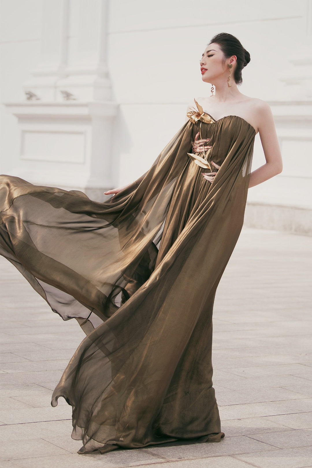 strapless loose dress Blue Maxi Dress - Strapless Maxi Dress - Maxi Dress & Scarf Set