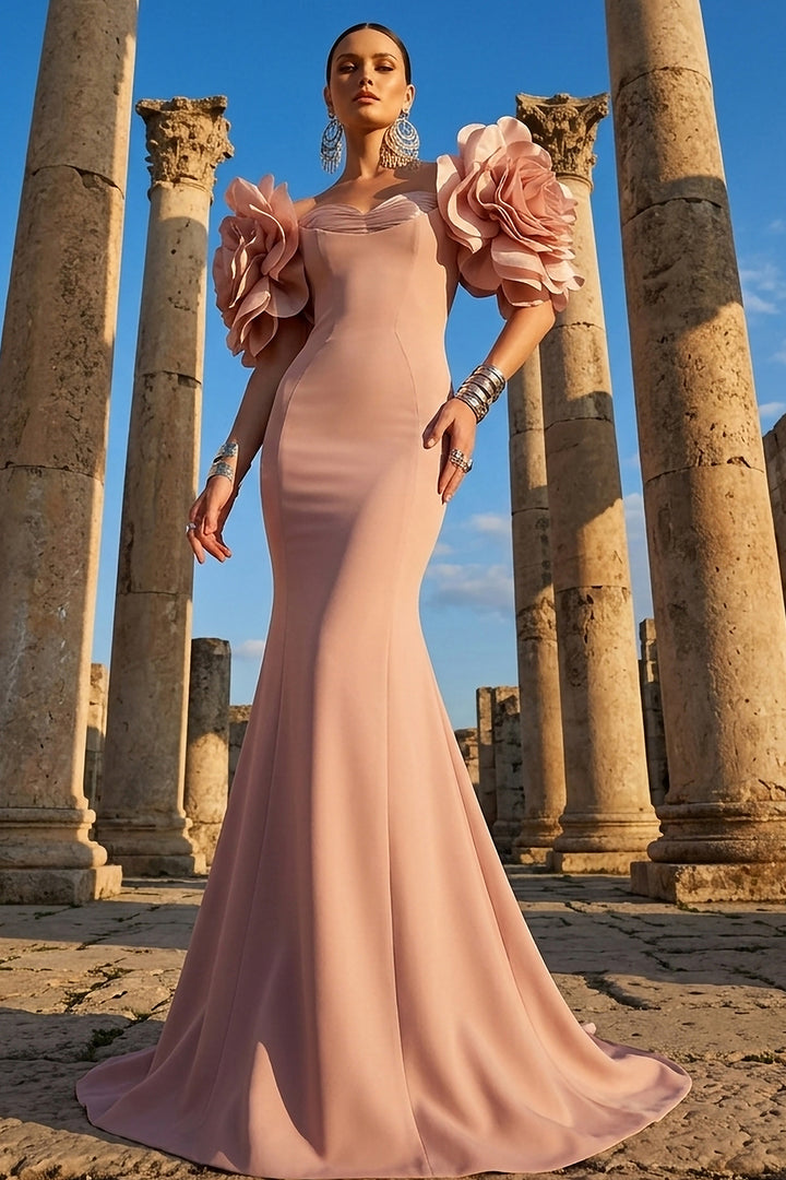 Off-The-Shoulder Column with Ruffled Sleeves