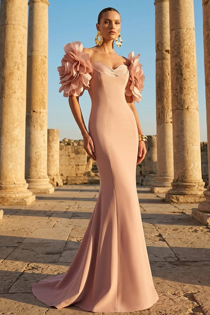 Off-The-Shoulder Column with Ruffled Sleeves