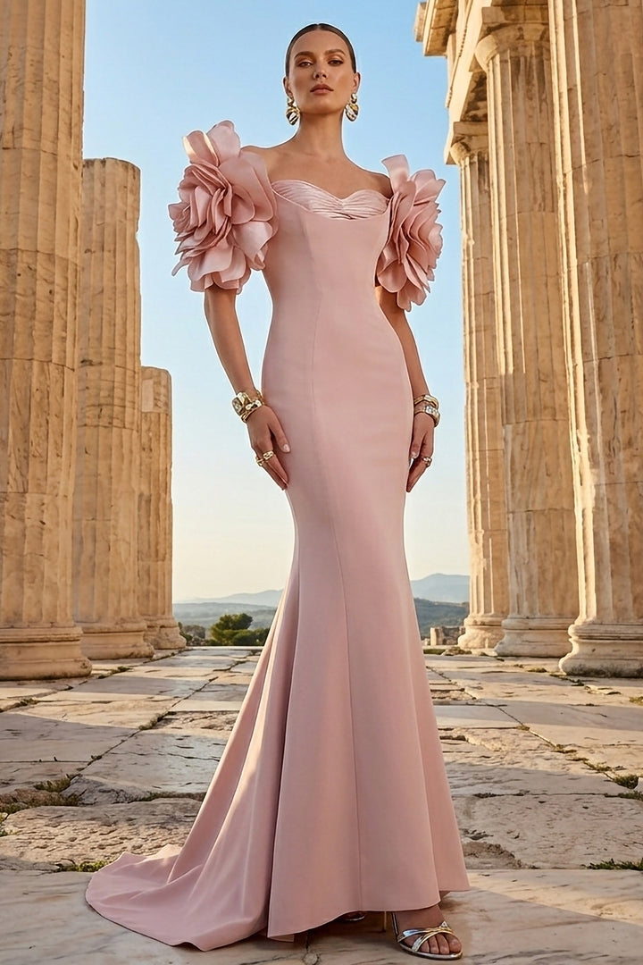 Off-The-Shoulder Column with Ruffled Sleeves