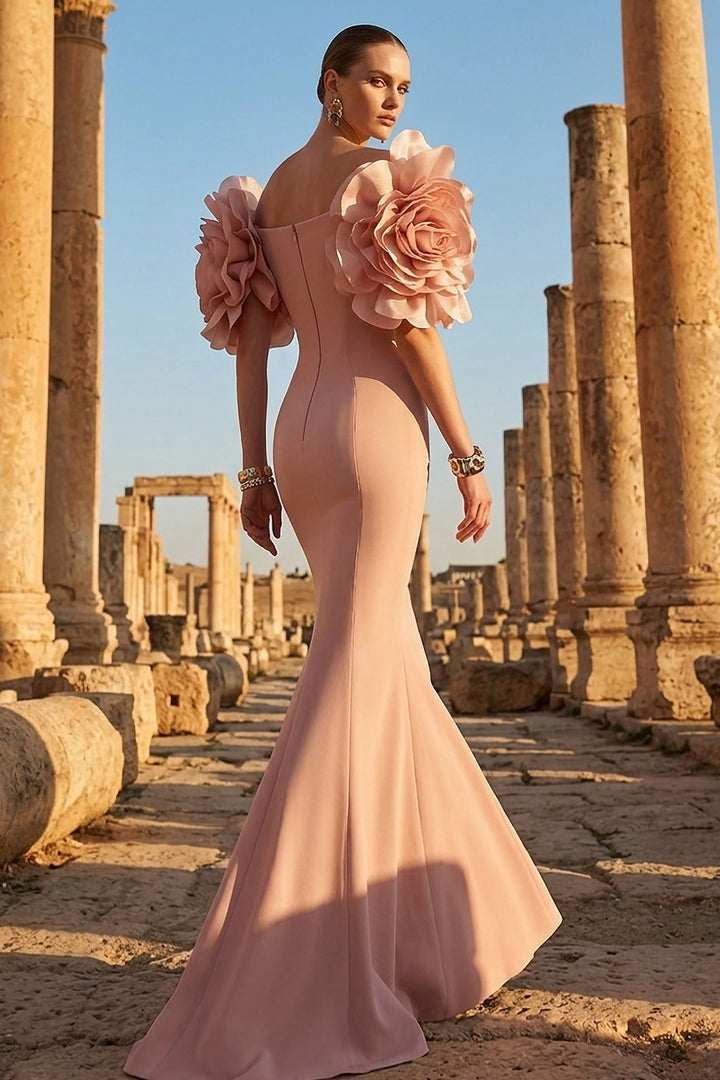 Off-The-Shoulder Column with Ruffled Sleeves