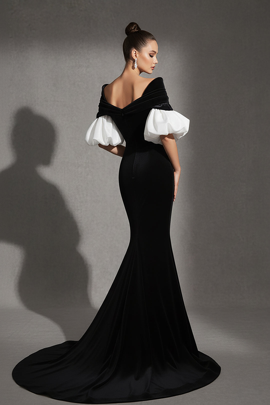 Floor-Length Mermaid Dress with Off-the-Shoulder Neckline