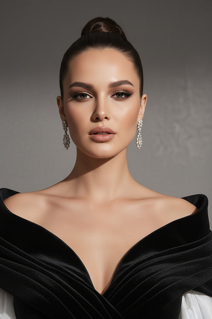 Floor-Length Mermaid Dress with Off-the-Shoulder Neckline