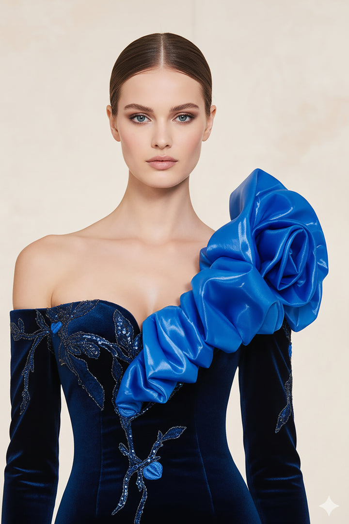Mermaid Dress with Off-The-Shoulder Neckline