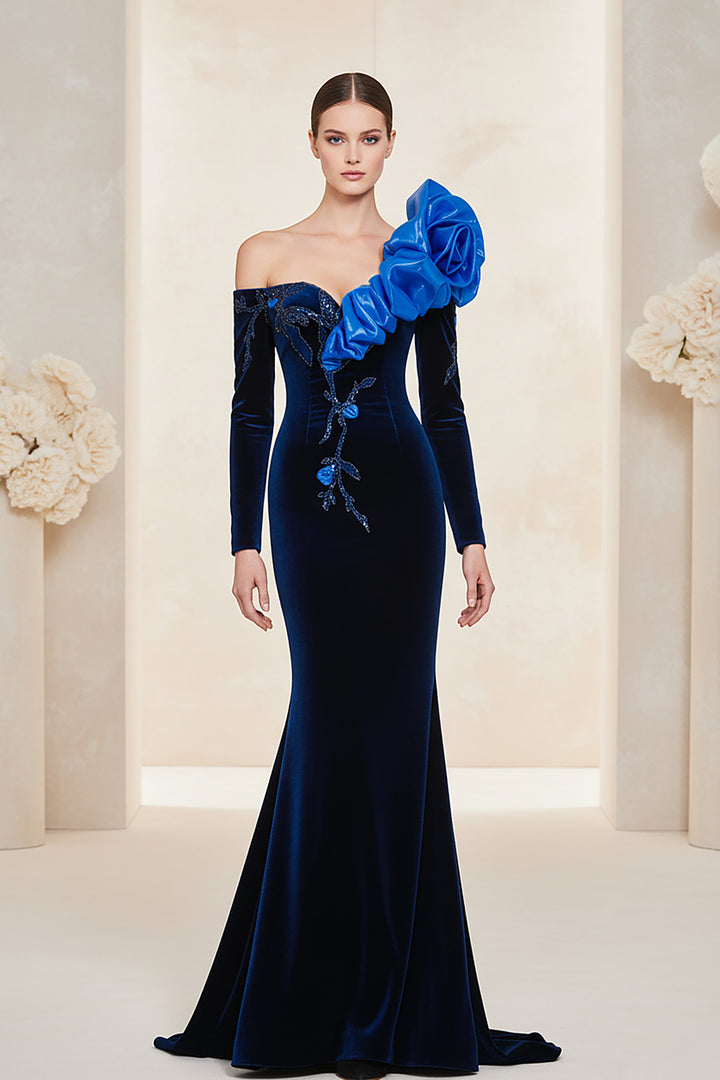 Mermaid Dress with Off-The-Shoulder Neckline