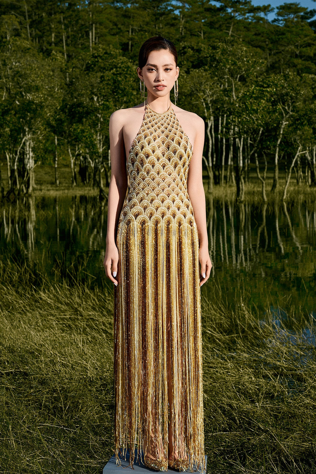 Gold Halter Dress Gold / FR 44 Gold Halter Dress Gold / FR 44