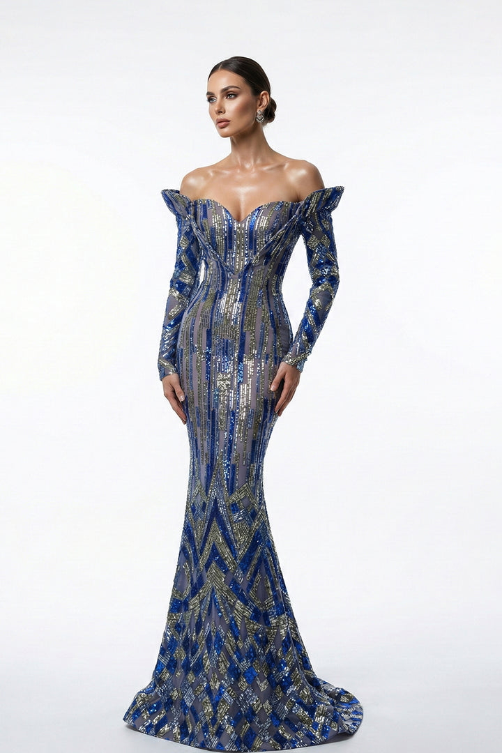 Mermaid Dress with Off-The-Shoulder Neckline