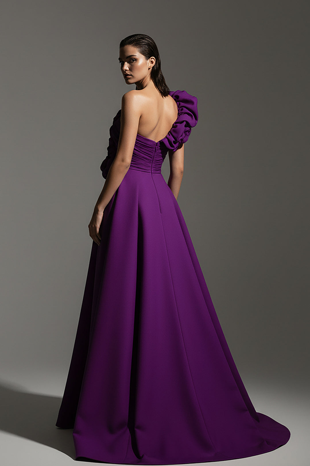 One-Shoulder Dress with Ruffle Petals