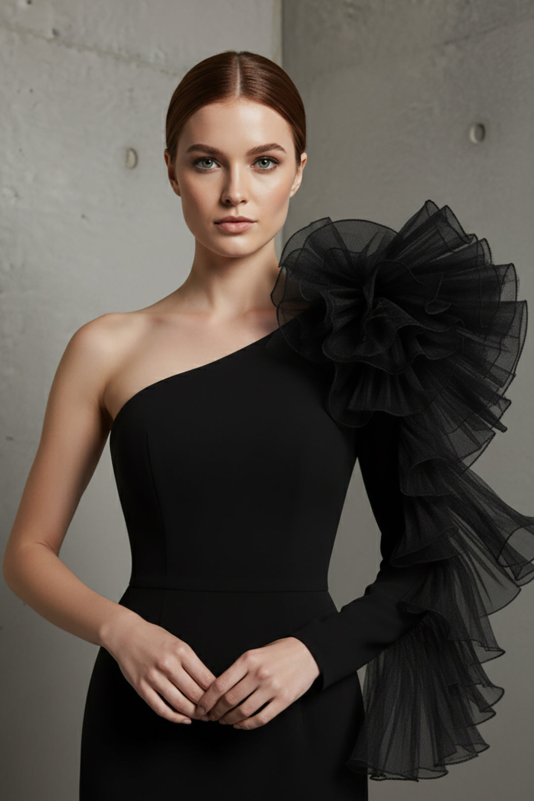 Mermaid Dress with Off-The-Shoulder Ruffle