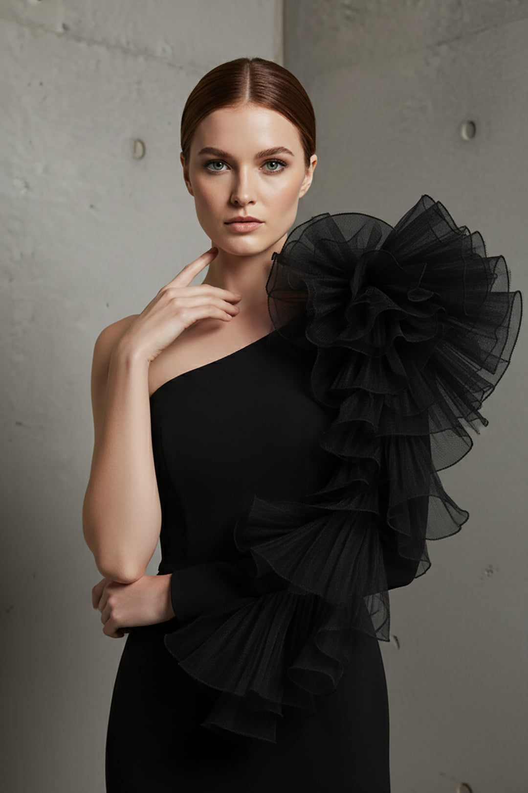Mermaid Dress with Off-The-Shoulder Ruffle