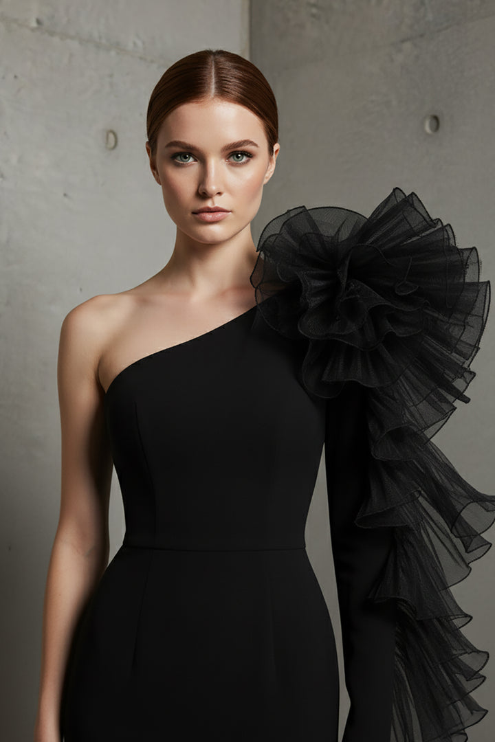 Mermaid Dress with Off-The-Shoulder Ruffle