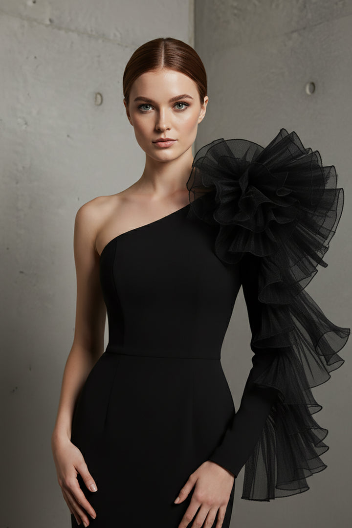 Mermaid Dress with Off-The-Shoulder Ruffle