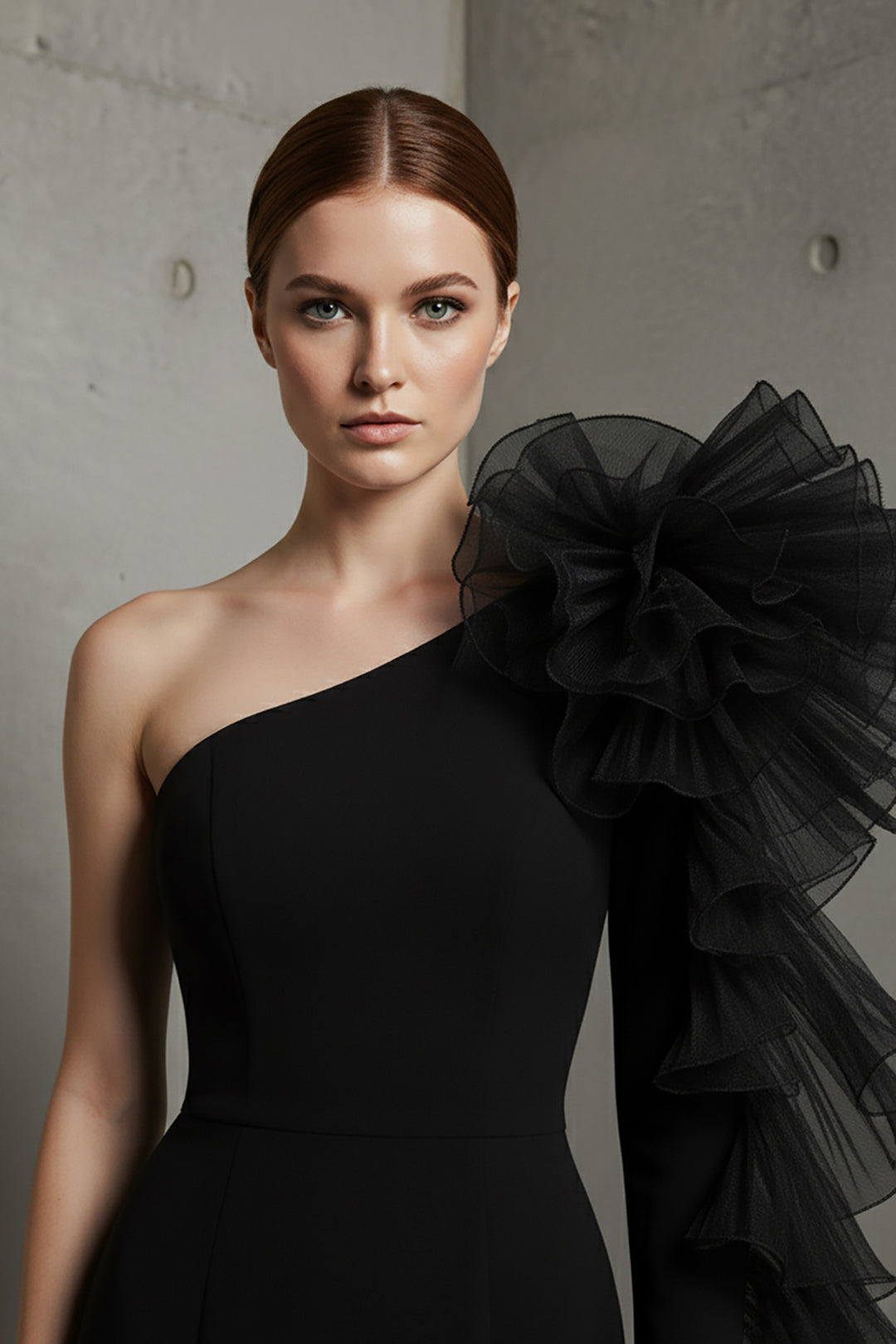 Mermaid Dress with Off-The-Shoulder Ruffle