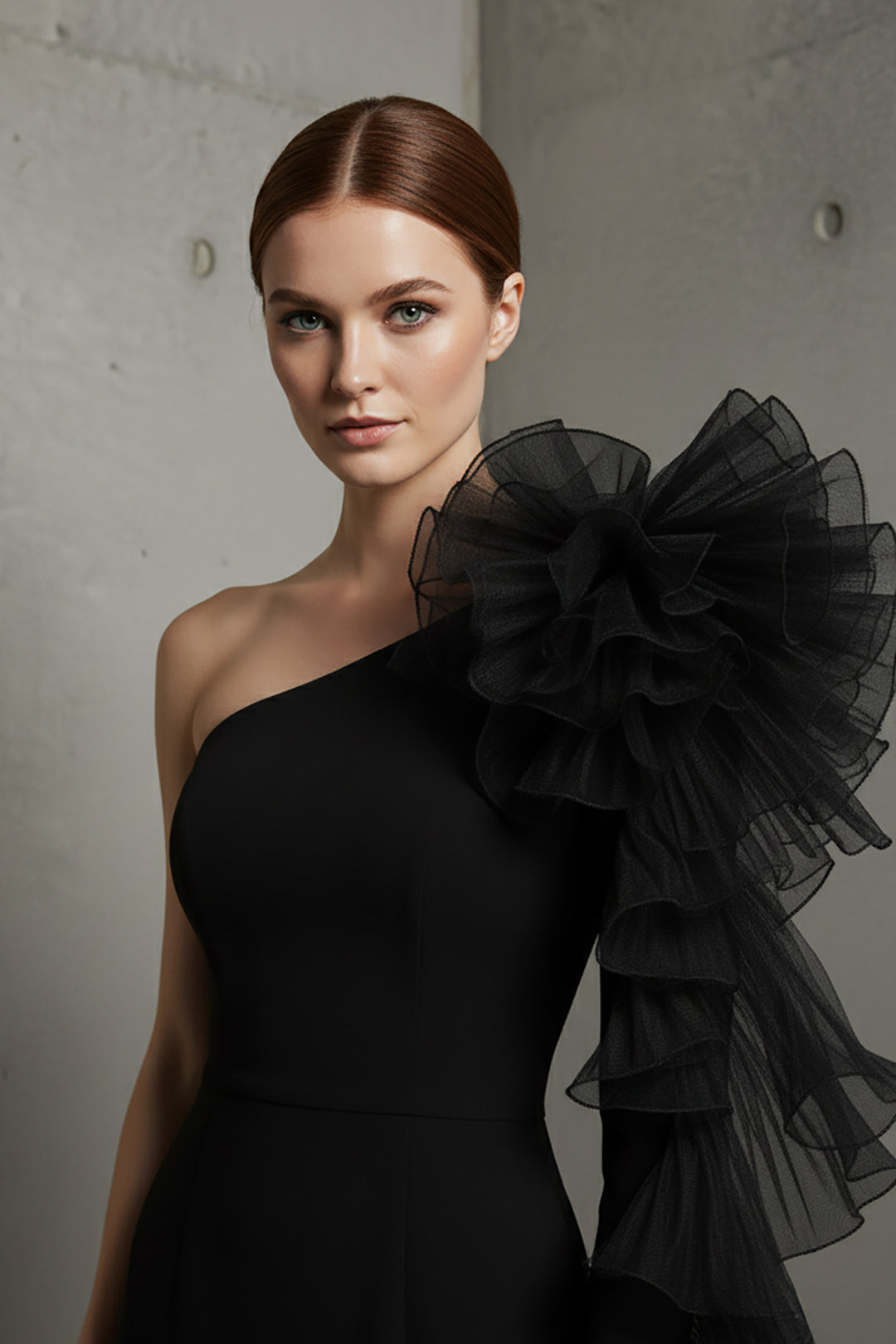 Mermaid Dress with Off-The-Shoulder Ruffle