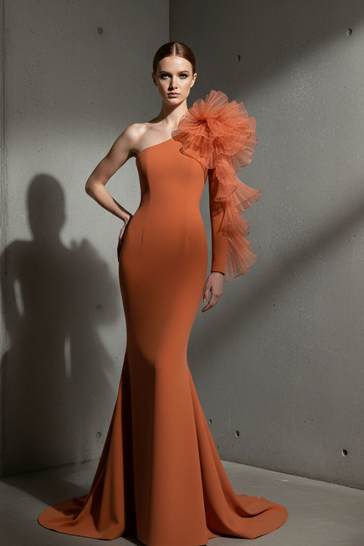 Mermaid Dress with Off-The-Shoulder Ruffle