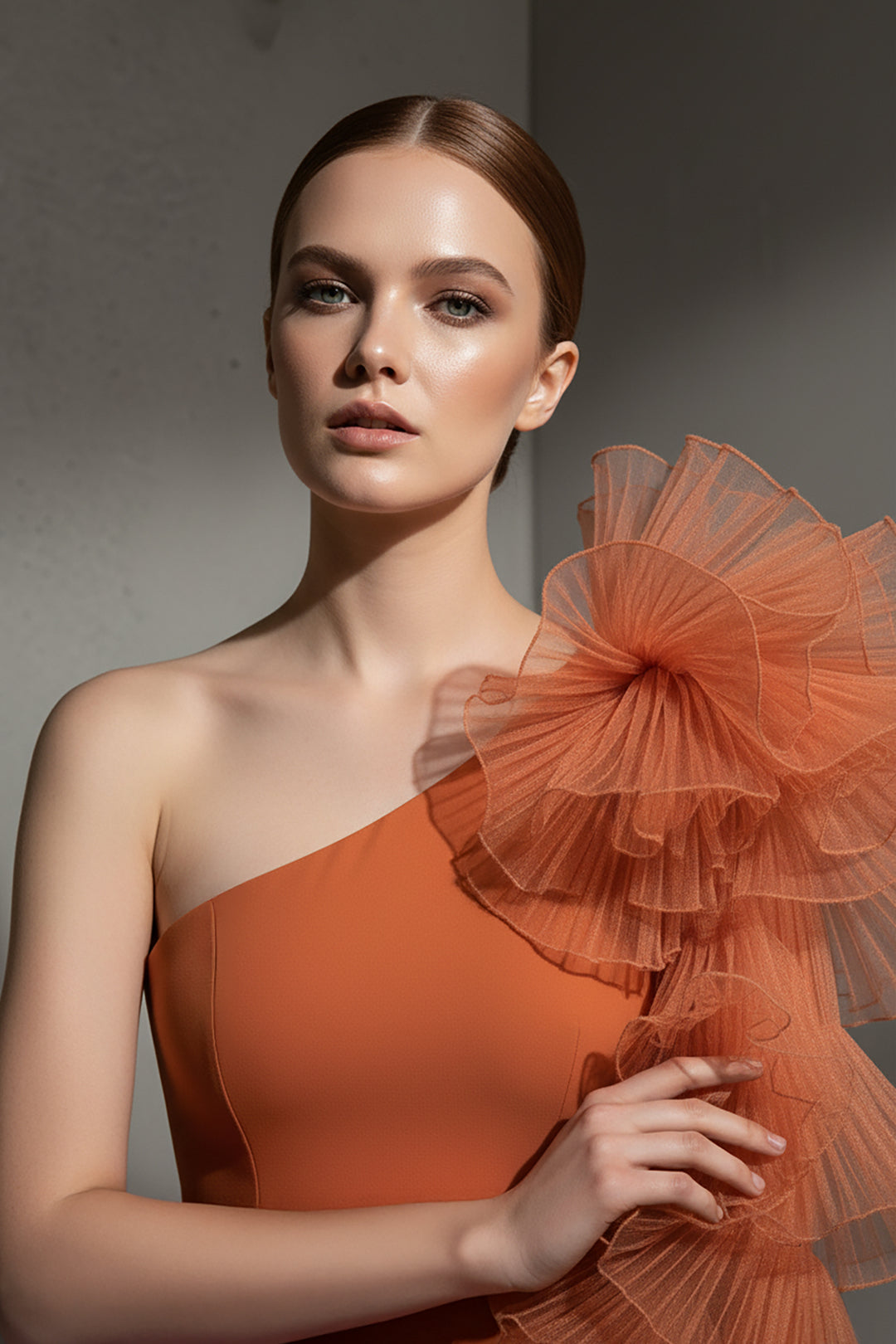 Mermaid Dress with Off-The-Shoulder Ruffle