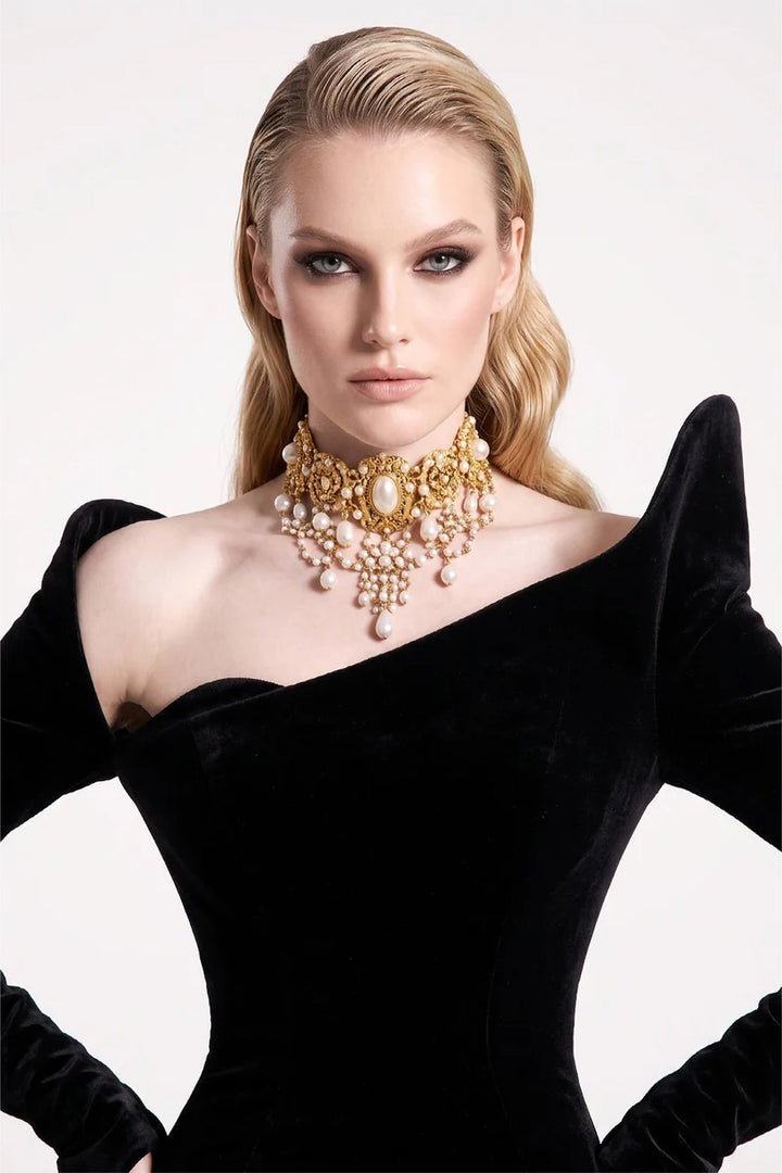 Asymmetric Structured Shoulder with Mermaid Dress