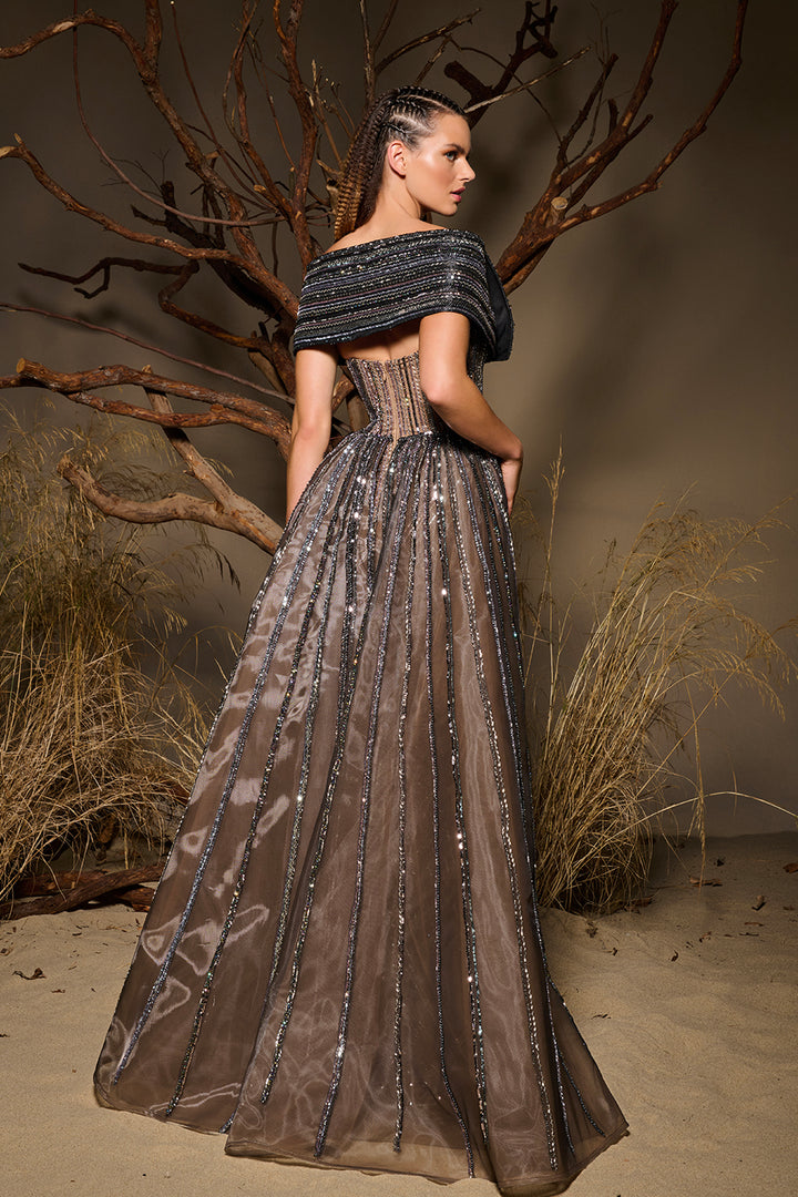 Mermaid Satin Dress Off-The-Shoulder Bodice