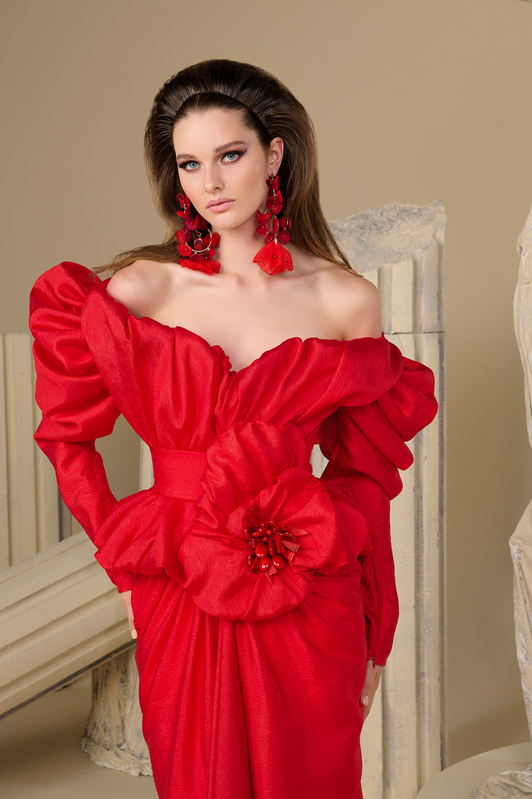 Crepe Mermaid Dress Off-The-Shoulder Bodice