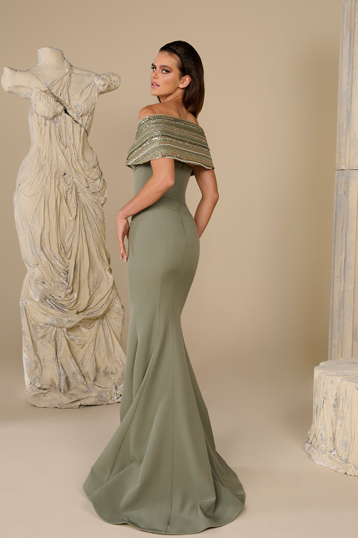 Mermaid Satin Off-The-Shoulder Neckline