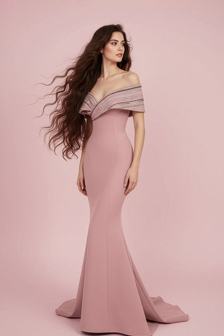 Mermaid Satin Off-The-Shoulder Neckline