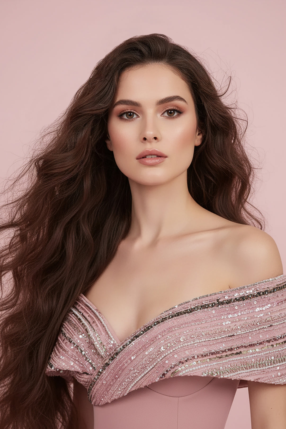 Mermaid Satin Off-The-Shoulder Neckline