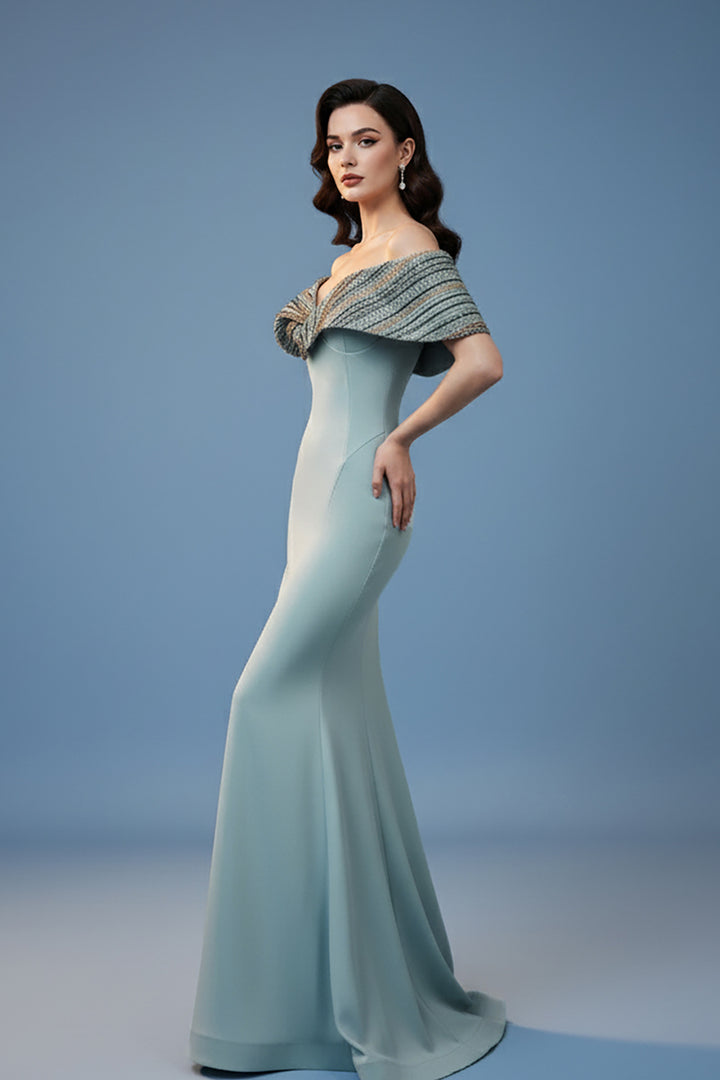 Mermaid Satin Off-The-Shoulder Neckline