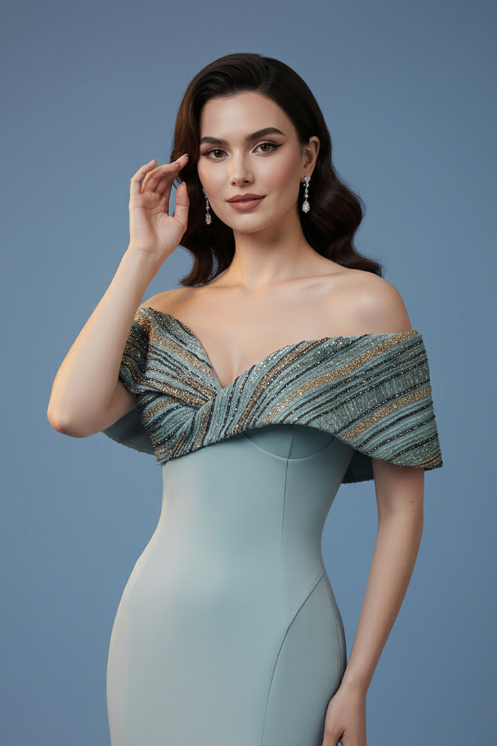 Mermaid Satin Off-The-Shoulder Neckline