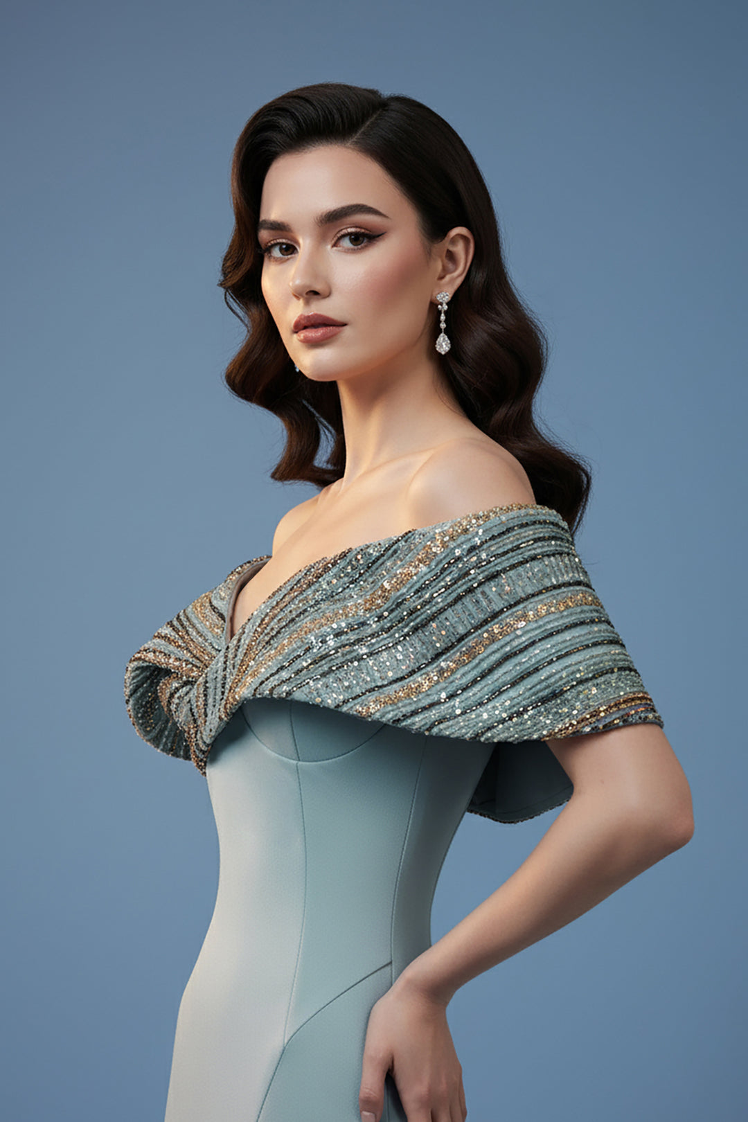Mermaid Satin Off-The-Shoulder Neckline
