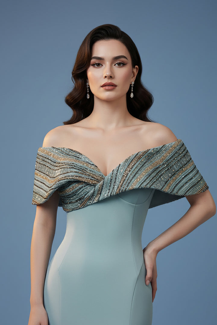 Mermaid Satin Off-The-Shoulder Neckline