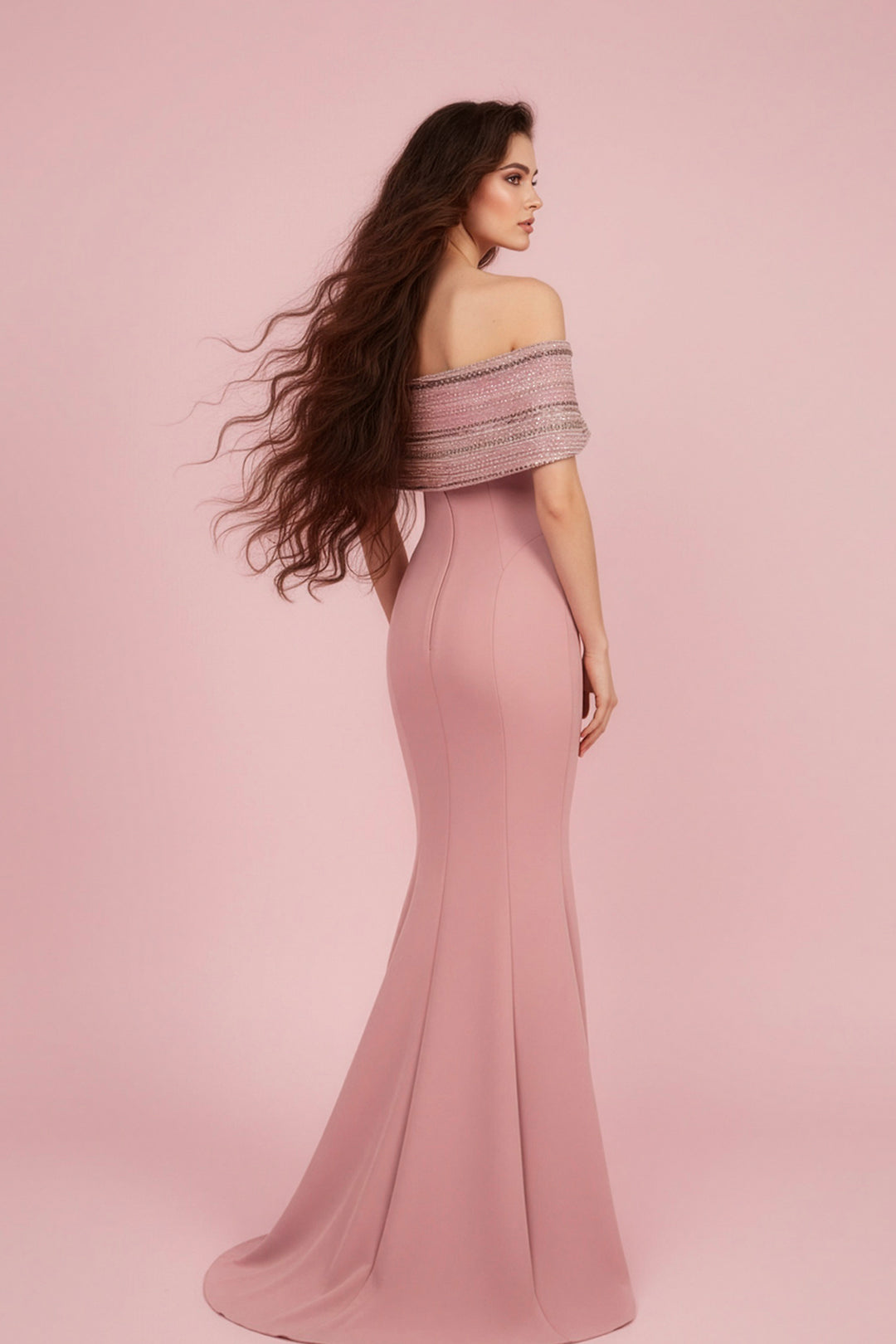Mermaid Satin Off-The-Shoulder Neckline