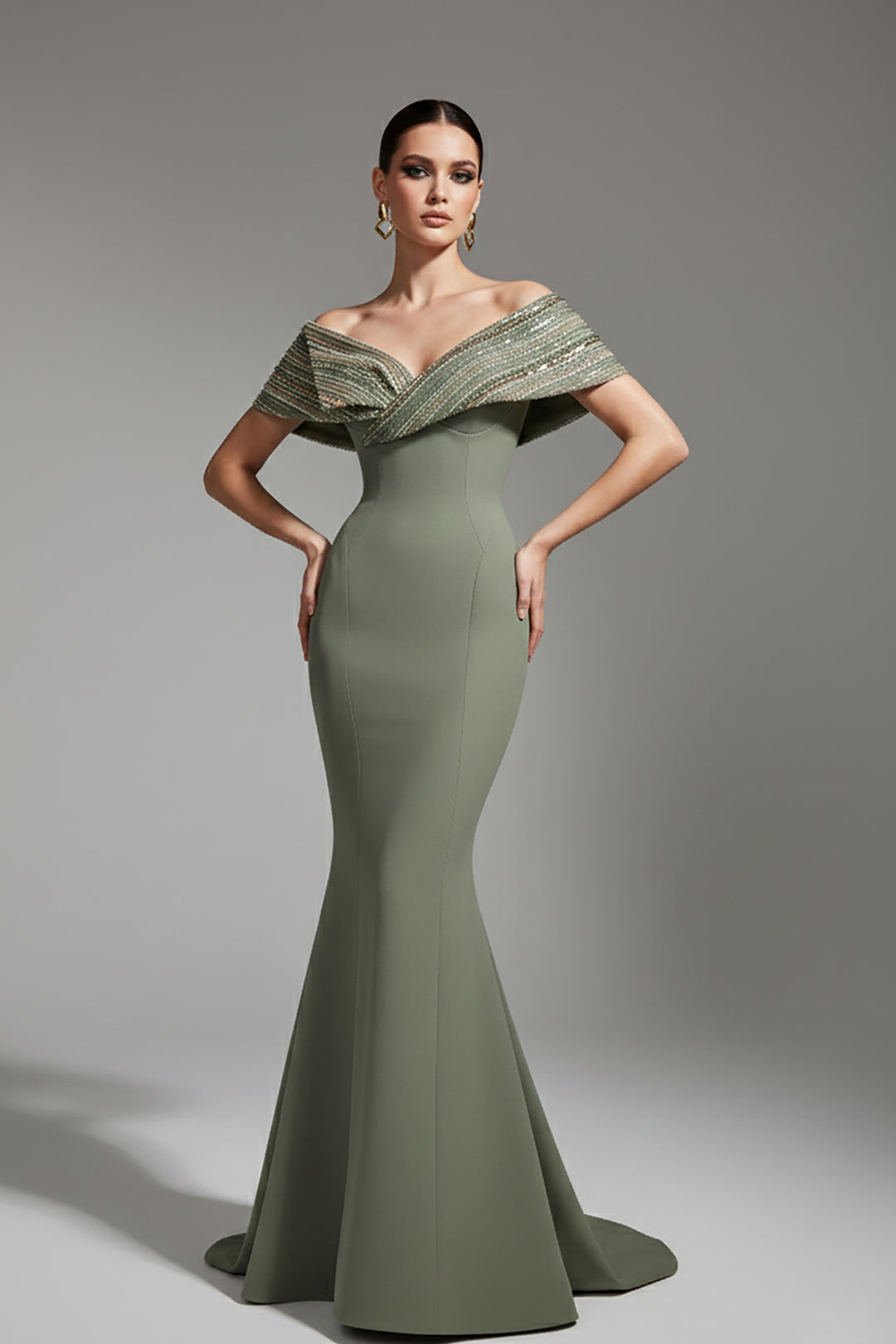 Mermaid Satin Off-The-Shoulder Neckline
