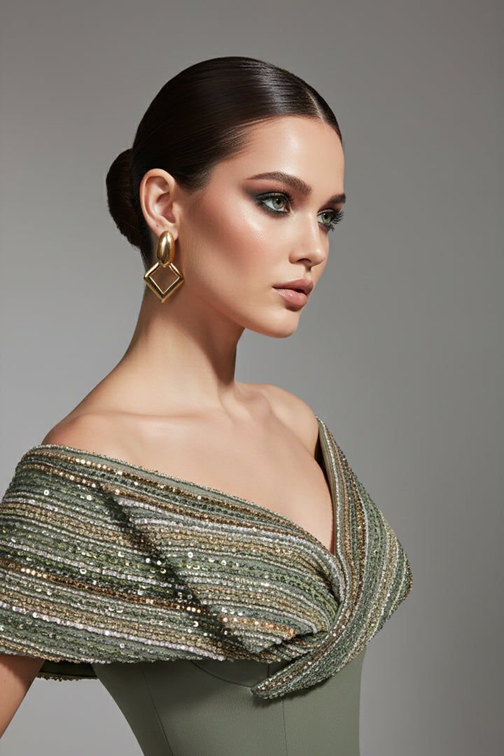 Mermaid Satin Off-The-Shoulder Neckline