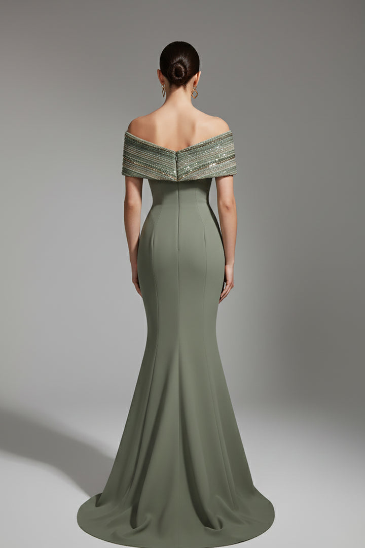 Mermaid Satin Off-The-Shoulder Neckline