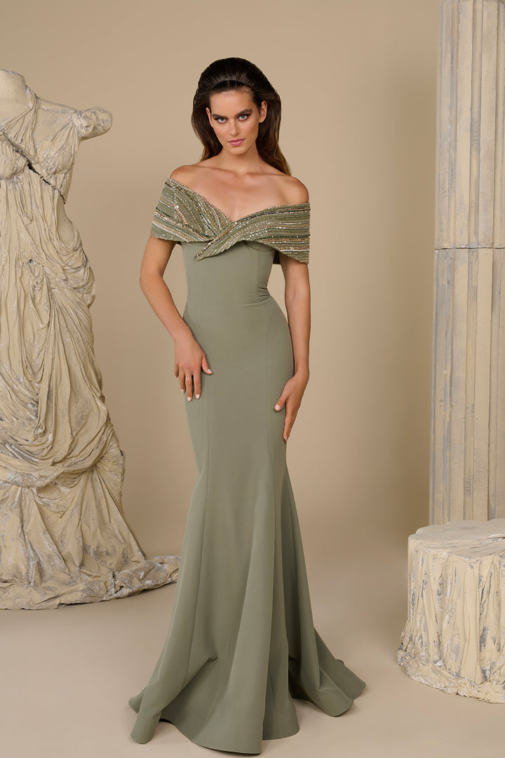 Mermaid Satin Off-The-Shoulder Neckline