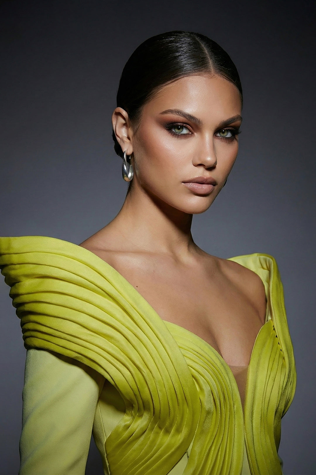 Off-The-Shoulder Mermaid Dress with Layered Organza Details