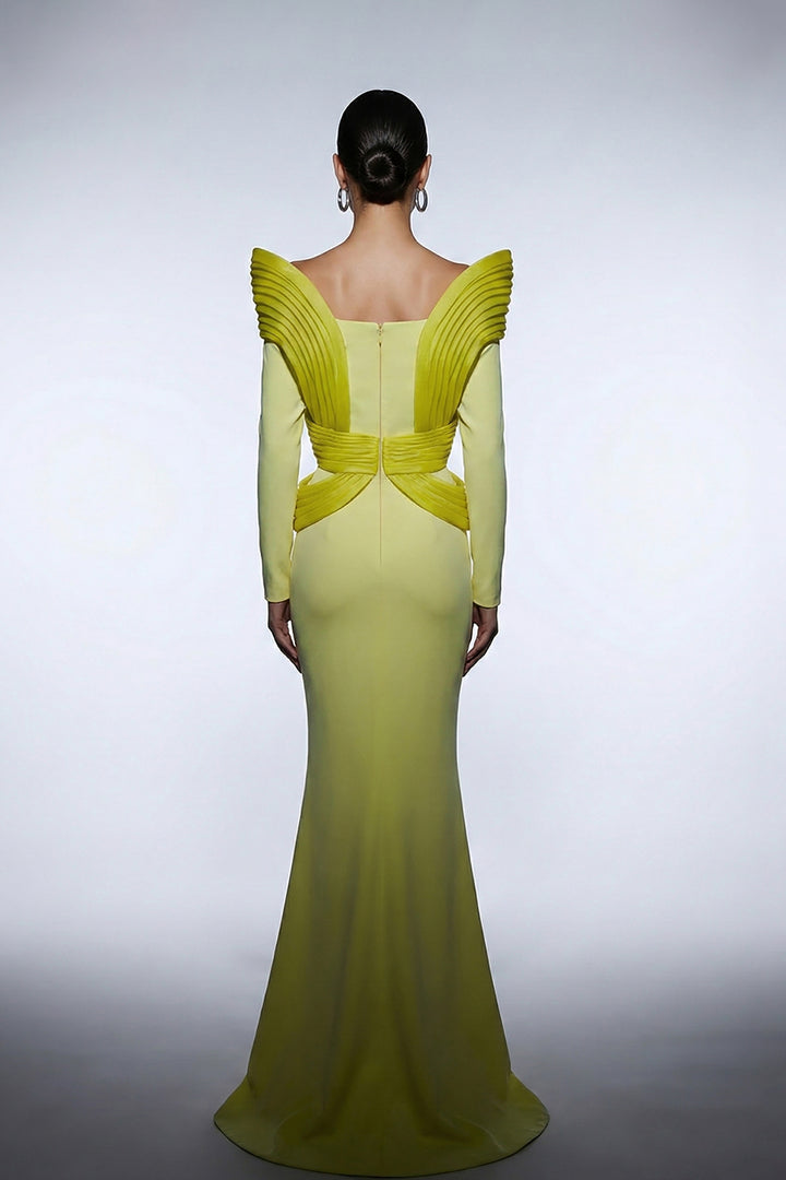 Off-The-Shoulder Mermaid Dress with Layered Organza Details