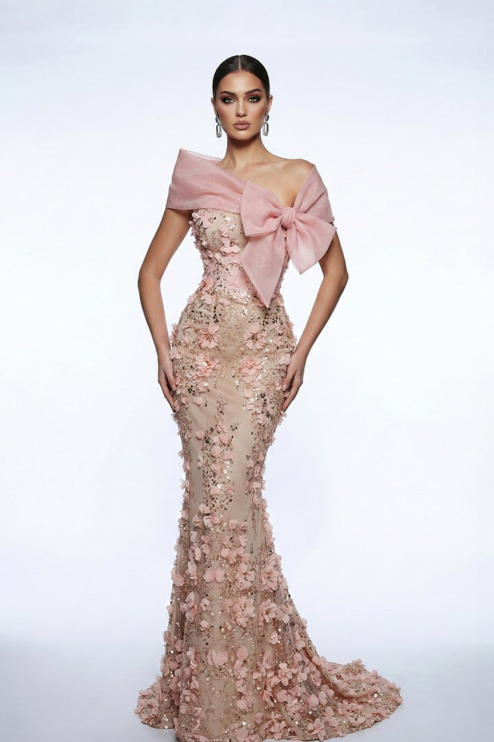 Off-The-Shoulder Mermaid Dress with Embellished Skirt