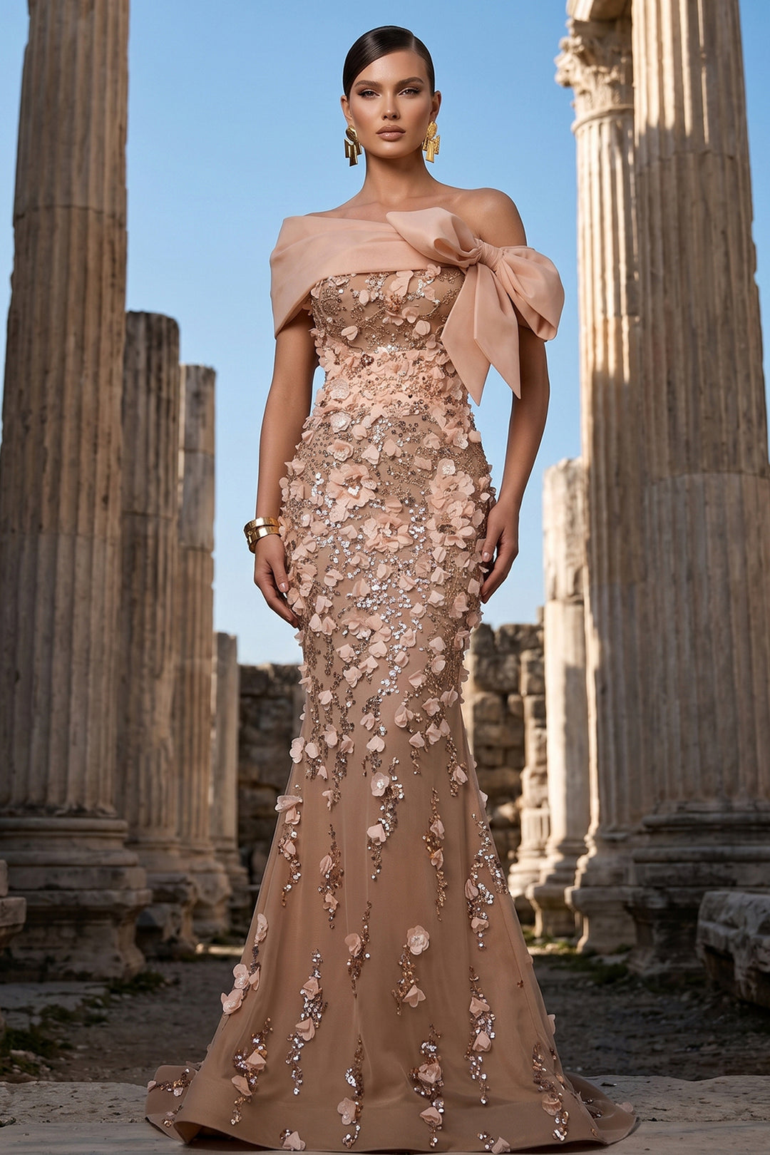 Off-The-Shoulder Mermaid Floor-Length Dress