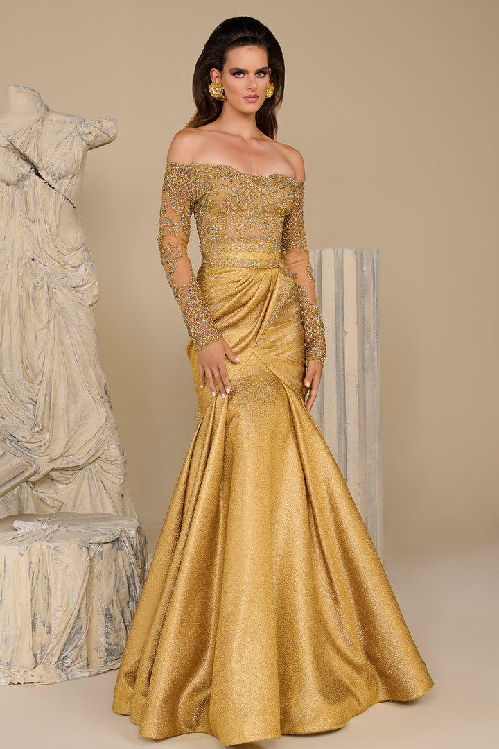 Embellished Off-The-Shoulder Mermaid Dress